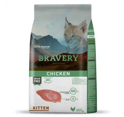 Сухой корм для котят BRAVERY KITTEN Chicken с курицей 600 г