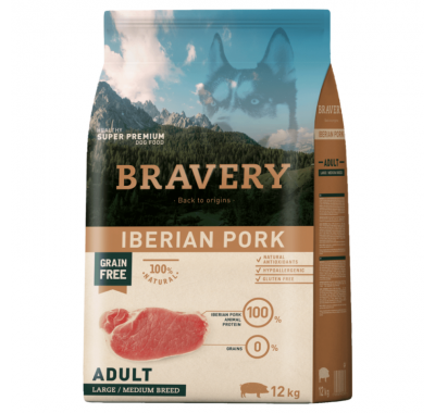 Сухий корм для собак cередніх та великих порід BRAVERY Iberian Pork Large/Medium Adult з іберійською свининою 12 кг
