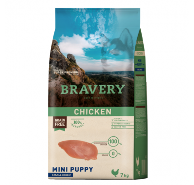 Сухий корм для цуценят дрібних порід BRAVERY Chicken Mini Puppy з куркою 7 кг
