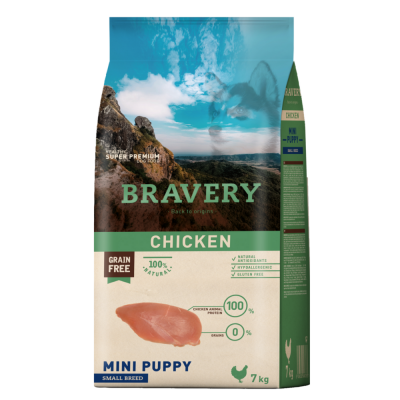 Сухий корм для цуценят дрібних порід BRAVERY Chicken Mini Puppy з куркою 7 кг