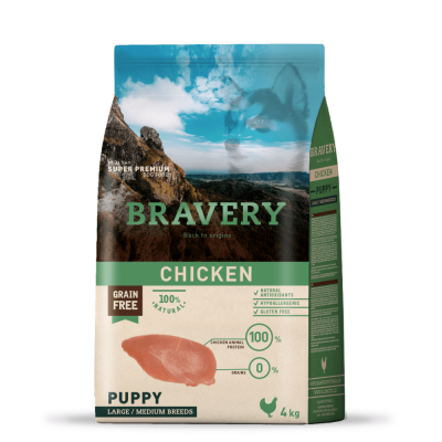 Сухий корм для цуценят середніх та великих порід BRAVERY Chicken Puppy Large/Medium з куркою 4 кг