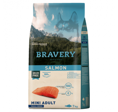 Сухой корм для собак мелких пород BRAVERY Salmon Mini Adult с лососем 7 кг