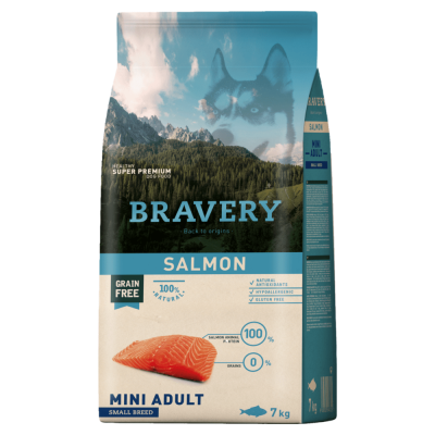 Сухой корм для собак мелких пород BRAVERY Salmon Mini Adult с лососем 7 кг