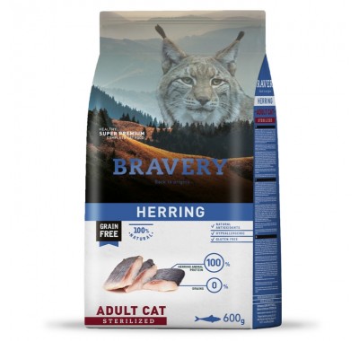 Сухий корм для стерилізованих котів BRAVERY Herring Adult Cat Sterilized з оселедцем 600 г