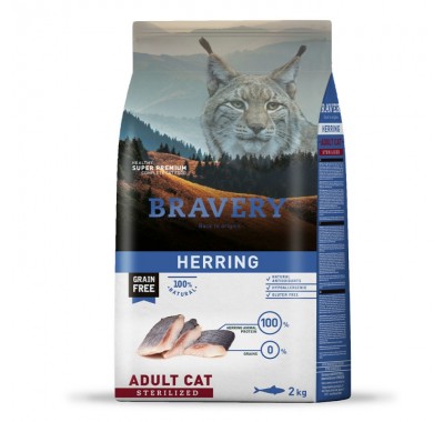 Сухий корм для стерилізованих котів BRAVERY Herring Adult Cat Sterilized з оселедцем 2 кг