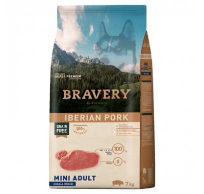 Сухой корм для собак мелких пород BRAVERY Iberian Pork Mini Adult с иберийской свининой 7 кг