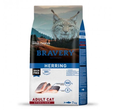 Сухий корм для стерилізованих котів BRAVERY Herring Adult Cat Sterilized з оселедцем 7 кг
