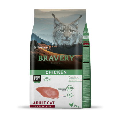 Сухий корм для стерилізованих котів BRAVERY Chicken Adult Cat Sterilized з куркою 2 кг