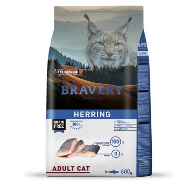 Сухий корм для котів BRAVERY Herring Adult Cat з оселедцем 600 г