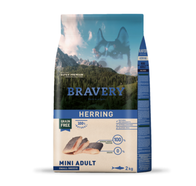 Сухий корм для собак дрібних порід BRAVERY Herring Mini Adult з оселедцем 2 кг