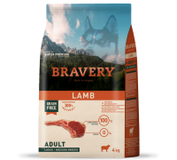 Сухой корм для собак средних и крупных пород BRAVERY Lamb Large/Medium Adult с ягненком 4 кг