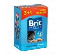 Набір павучів "3+1" для кошенят Brit Premium з куркою, 4х100 г 30349