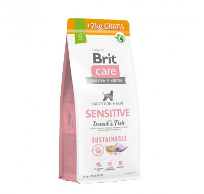 Сухий корм Brit Care Dog Sustainable Sensitive для собак із чутливим травленням, з рибою та комахами, 12+2 кг 172662