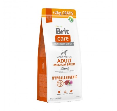 Корм для собак середніх порід Brit Care Dog Hypoallergenic Adult Medium Breed гіпоалергенний з ягнятком, 12+2 кг 172663