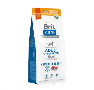 Корм для собак больших пород Brit Care Dog Hypoallergenic Adult Large Breed гипоаллергенный с ягненком, 12+2 кг 172664