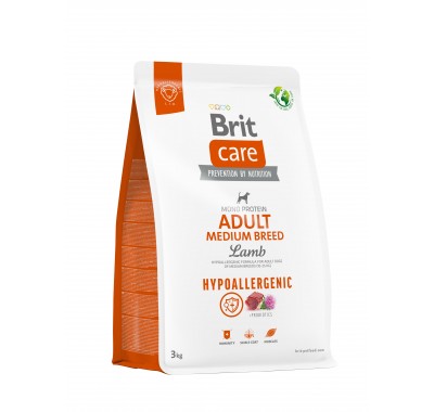Корм для собак середніх порід Brit Care Dog Hypoallergenic Adult Medium Breed гіпоалергенний з ягнятком, 3 кг 172215
