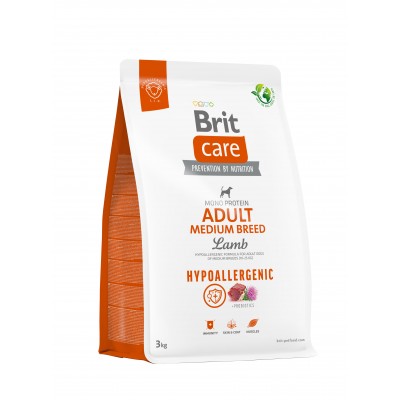 Корм для собак середніх порід Brit Care Dog Hypoallergenic Adult Medium Breed гіпоалергенний з ягнятком, 3 кг 172215