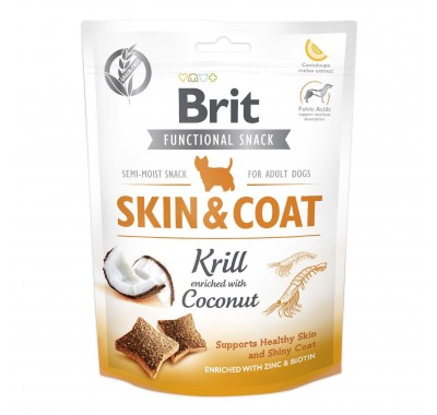 Функціональні ласощі Brit Care Skin&Coat криль з кокосом д/собак 150 г