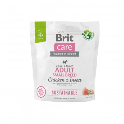 Корм для собак малих порід Brit Care Dog Sustainable Adult Small Breed з куркою та комахами, 1 кг 172172