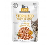 Корм вологий для стерилізованих котів Brit Care Cat Sterilized філе в соусі з лососем і тунцем, 85 г 101044/5290