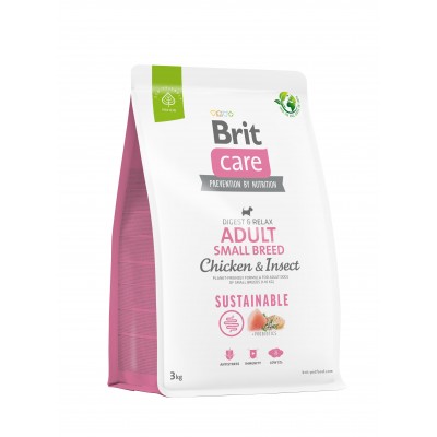 Корм для собак малих порід Brit Care Dog Sustainable Adult Small Breed з куркою та комахами, 3 кг 172173