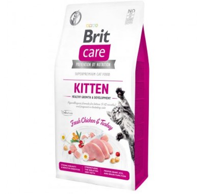 Сухой корм для котят Brit Care Cat GF Kitten HGrowth & Development 7кг (здоровый рост и развитие), 171277