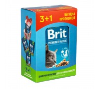 Набір павуків "3+1" для стерилізованих кішок Brit Premium Cat з куркою, 4х100 г 30356