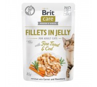 Вологий корм Brit Care Cat Pouch для котів в желе тріска та форель, 85 г 100536/0587