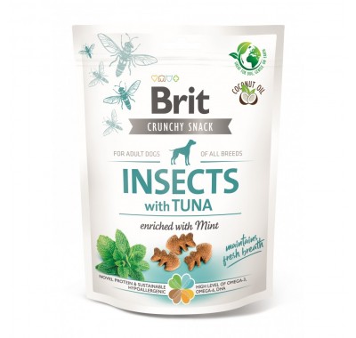 Лакомство для собак Brit Care Dog Crunchy Cracker Insects для свежести дыхания насекомые, тунец, мята, 200 г 100627