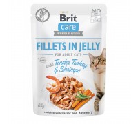 Вологий корм Brit Care Cat Pouch для котів в желе, ніжна індички з креветками, 85 г 100535/0570