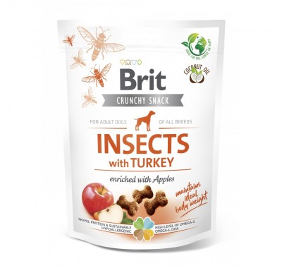 Ласощі для собак Brit Care Dog Crunchy Cracker Insects для підтримки ваги, комахи, індичка та яблуко, 200 г 100625