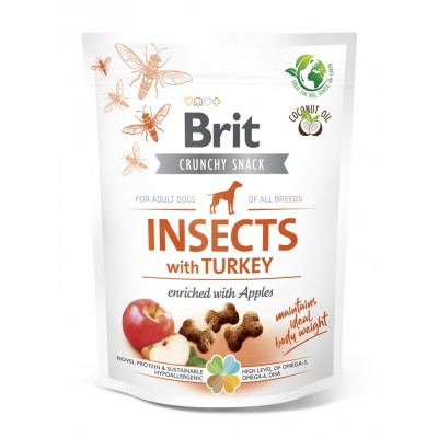 Ласощі для собак Brit Care Dog Crunchy Cracker Insects для підтримки ваги, комахи, індичка та яблуко, 200 г 100625