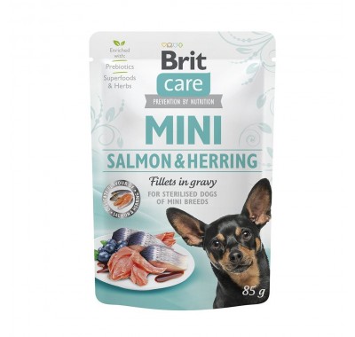 Вологий корм Brit Care Mini для собак, з філе лосося та оселедця в соусі, 85 г 100219