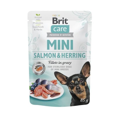 Вологий корм Brit Care Mini для собак, з філе лосося та оселедця в соусі, 85 г 100219