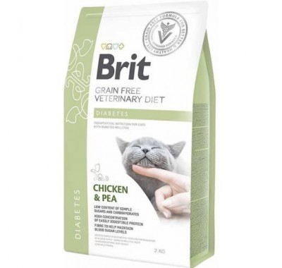 Сухий корм Brit GF VetDiets Cat Diabetes для кішок при цукровому діабеті з куркою та горохом, 2 кг 170969