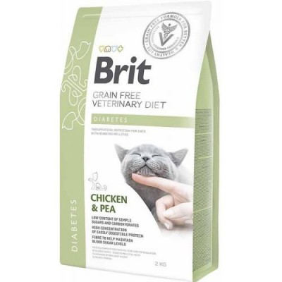 Сухий корм Brit GF VetDiets Cat Diabetes для кішок при цукровому діабеті з куркою та горохом, 2 кг 170969