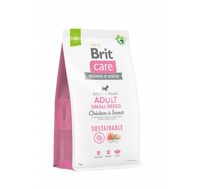 Корм для собак малих порід Brit Care Dog Sustainable Adult Small Breed з куркою та комахами, 7 кг 172174