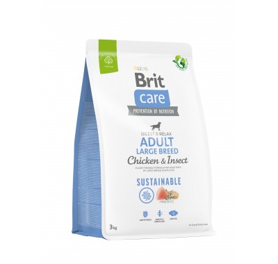 Корм для собак больших пород Brit Care Dog Sustainable Adult Large Breed с курицей и насекомыми, 3 кг 172182