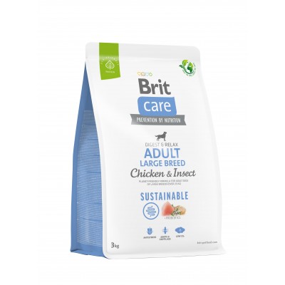 Корм для собак великих порід Brit Care Dog Sustainable Adult Large Breed з куркою та комахами, 3 кг 172182