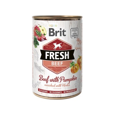 Вологий корм Brit Fresh консерва з яловичиною та гарбузом 400 г 100158