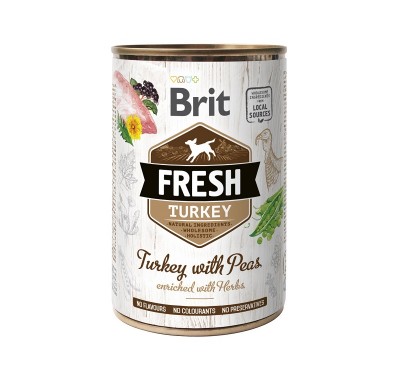 Вологий корм Brit Fresh консерва з індичкою та горошком 400 г 100157