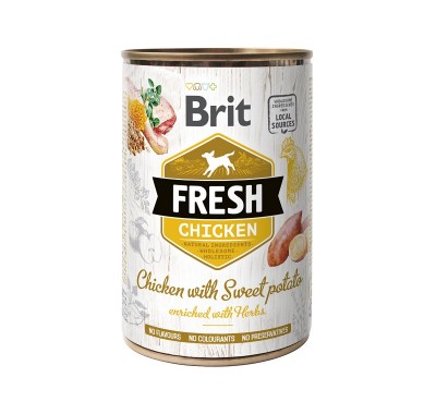 Вологий корм Brit Fresh консерва з куркою та бататом 400 г 100159
