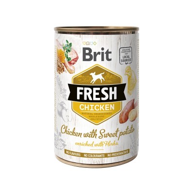 Вологий корм Brit Fresh консерва з куркою та бататом 400 г 100159