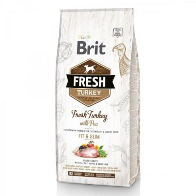 Сухий корм Brit Fresh Turkey With Pea Adult Fit & Slim для дорослих собак свіжа індичка з горохом, контроль ваги 12 кг, 170995