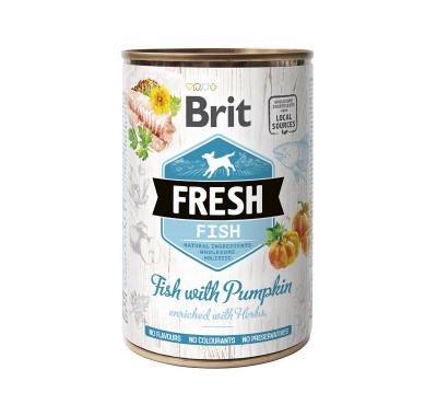 Вологий корм для собак Brit Fresh консерва з рибою та гарбузом 400 г