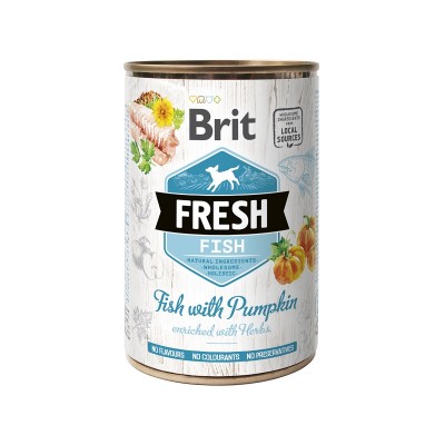 Вологий корм для собак Brit Fresh консерва з рибою та гарбузом 400 г