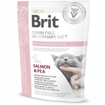 Сухий корм Brit GF VetDiet Cat Hypoallergenic для кішок, з харчовою алергією та непереносимістю 400 г 170961