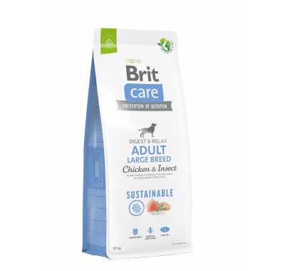 Корм для собак больших пород Brit Care Dog Sustainable Adult Large Breed с курицей и насекомыми, 12 кг 172183