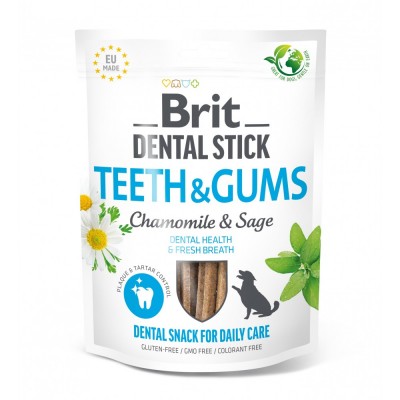 Ласощі для собак Brit Dental Stick Teeth & Gums здорові ясна та зуби, ромашка і шавлія, 7 шт, 251 г 112102