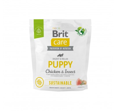 Корм для щенков Brit Care Dog Sustainable Puppy с курицей и насекомыми, 1 кг 172169